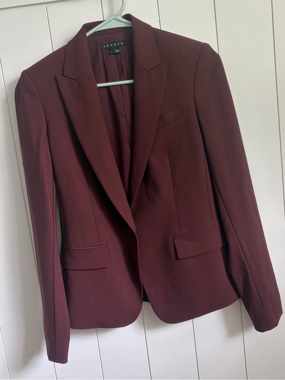 Theory Women's Wine Burgundy Tailored Blazer - Size 2